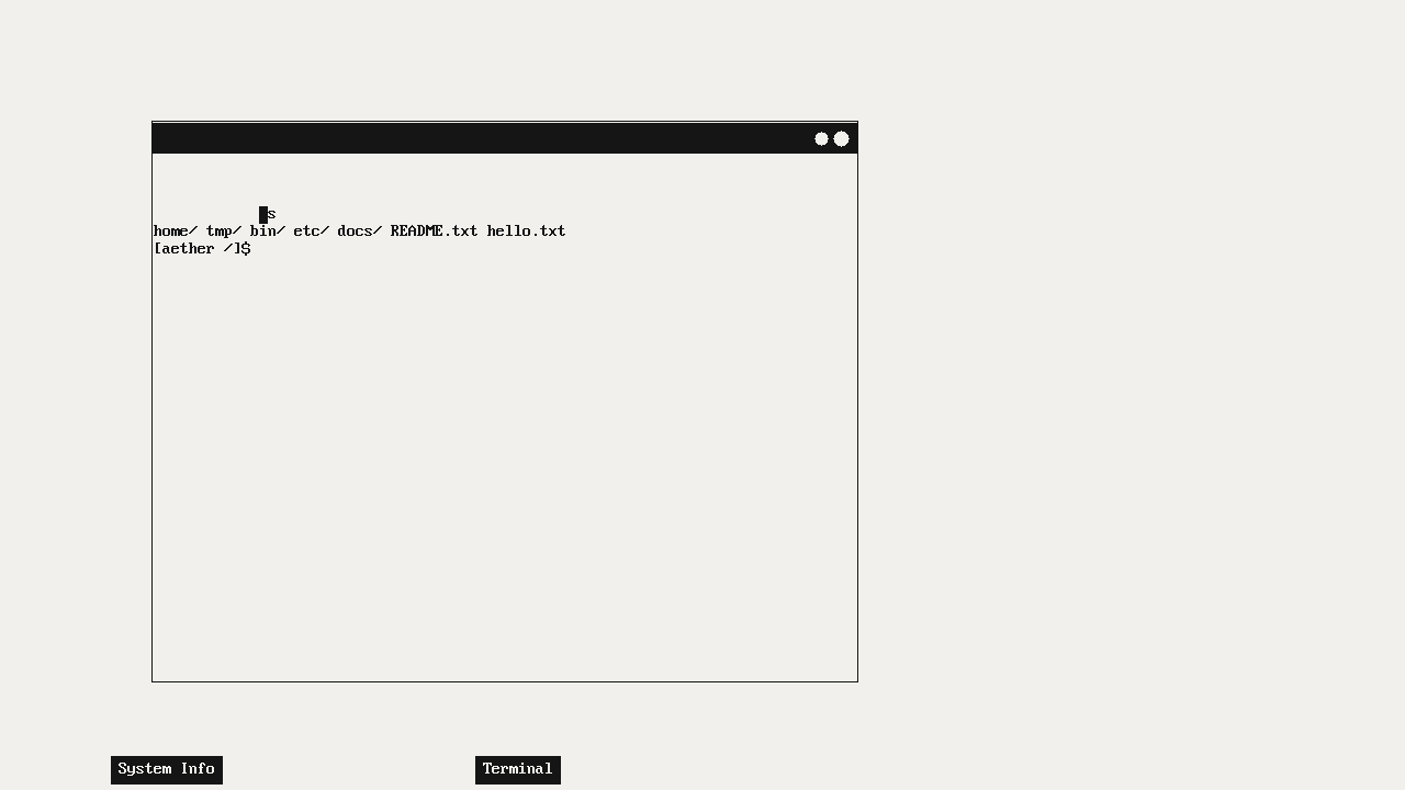 A black-on-white map of the pixels that differ between the first screenshot and the one after typing ls: the terminal's title bar and outline, a few lines of text inside it, and two taskbar buttons.